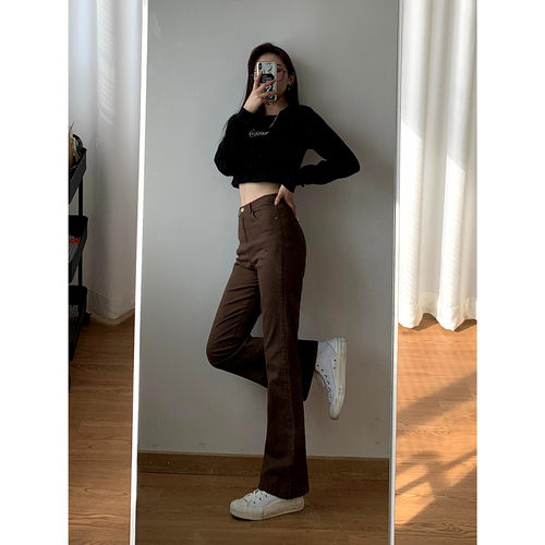 梨型身材微喇牛仔裤女