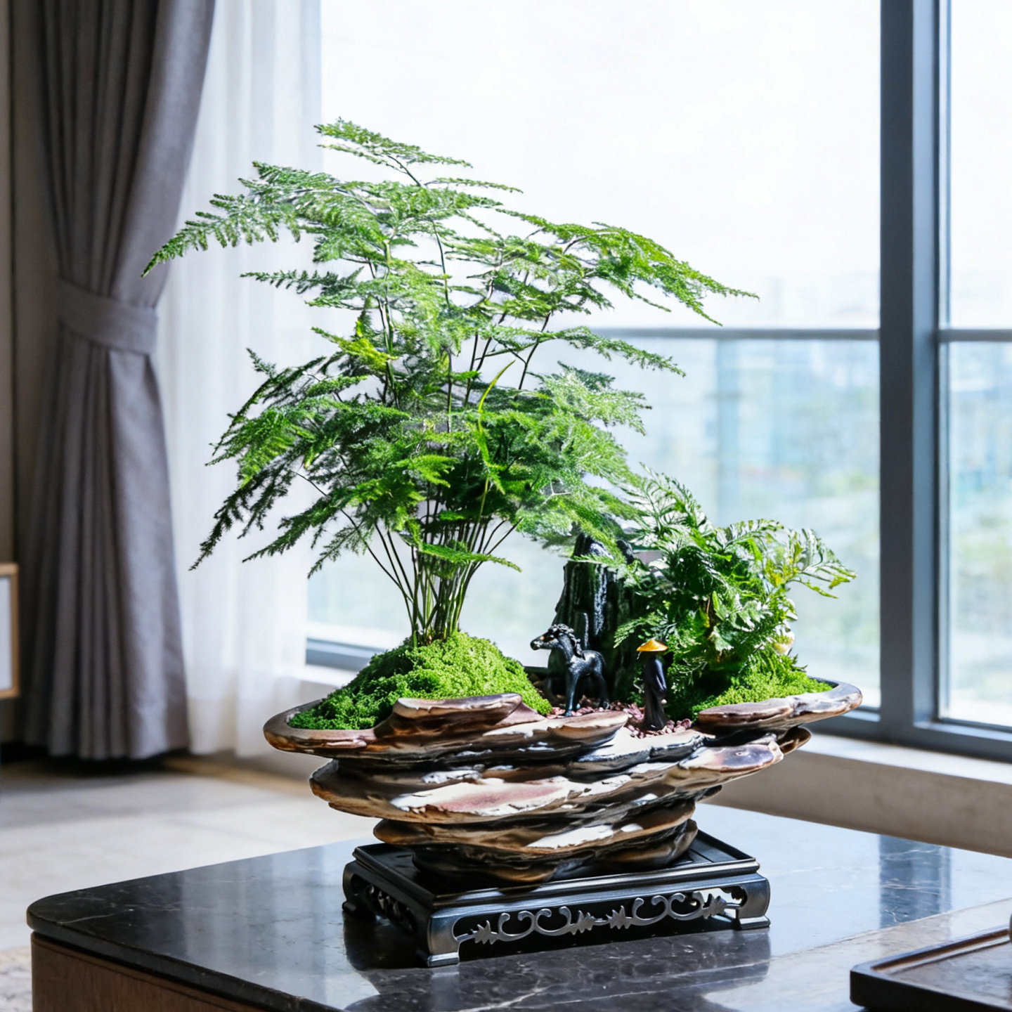 大文竹高档桌面盆景室内送礼品办公室茶几摆件好养花卉绿植物盆栽