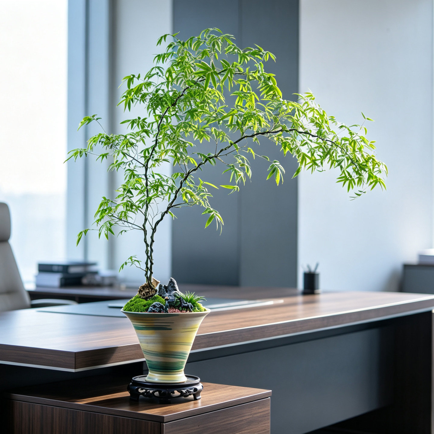 小叶簕竹桌面大型造型盆景送礼品办公室内茶桌摆件好养绿植物盆栽