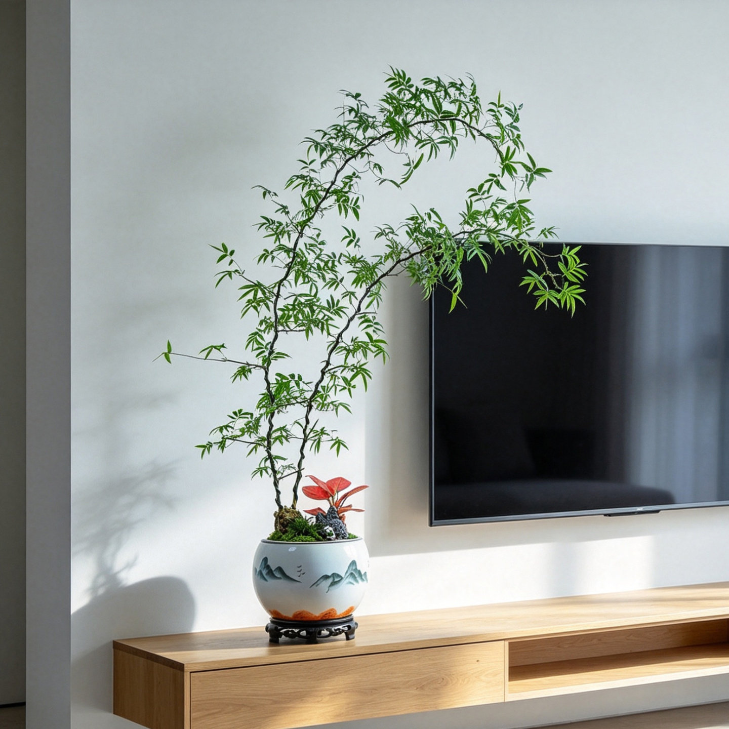 小叶簕竹桌面大型造型盆景送礼品办公室内茶桌摆件好养绿植物盆栽