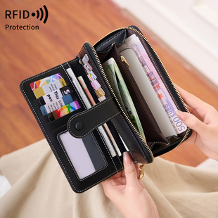 米印2025新款简约钱夹长款防盗刷复古多卡位卡包大容量手拿包