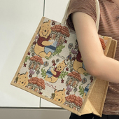 大容量托特包上班通勤外出麻布手提袋 帆布包包女手提包2024新款