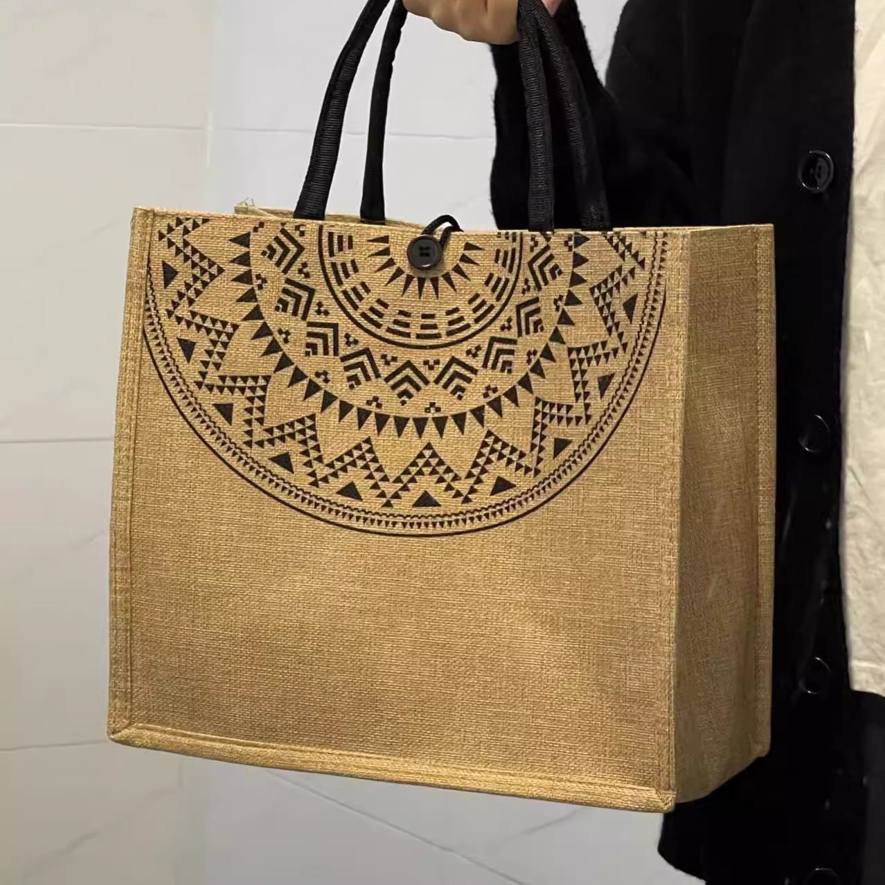 帆布大容量麻布手提包定制logo