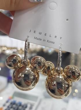 东大门金属光泽质感卡通圆球耳环