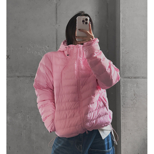 女装 通勤纯色宽松拉链连帽长袖 LAG2025冬季 时尚 棉服 新款 韩国正品