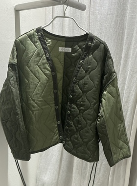 韩国代购女装2025冬款MARAN-P拼色个性宽松衍缝潮流棉服棉外套