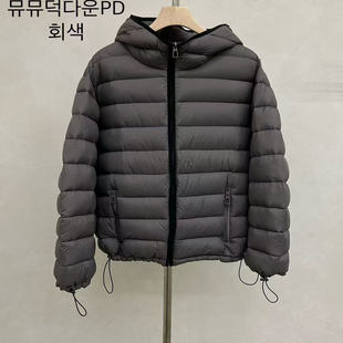 韩国代购女装2025冬款lake帅气干练连帽排骨鸭绒羽绒服外套