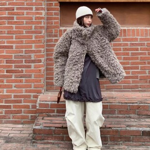 韩国代购女装2025冬款BERTHA优雅洋气环保毛皮草温暖潮款外套
