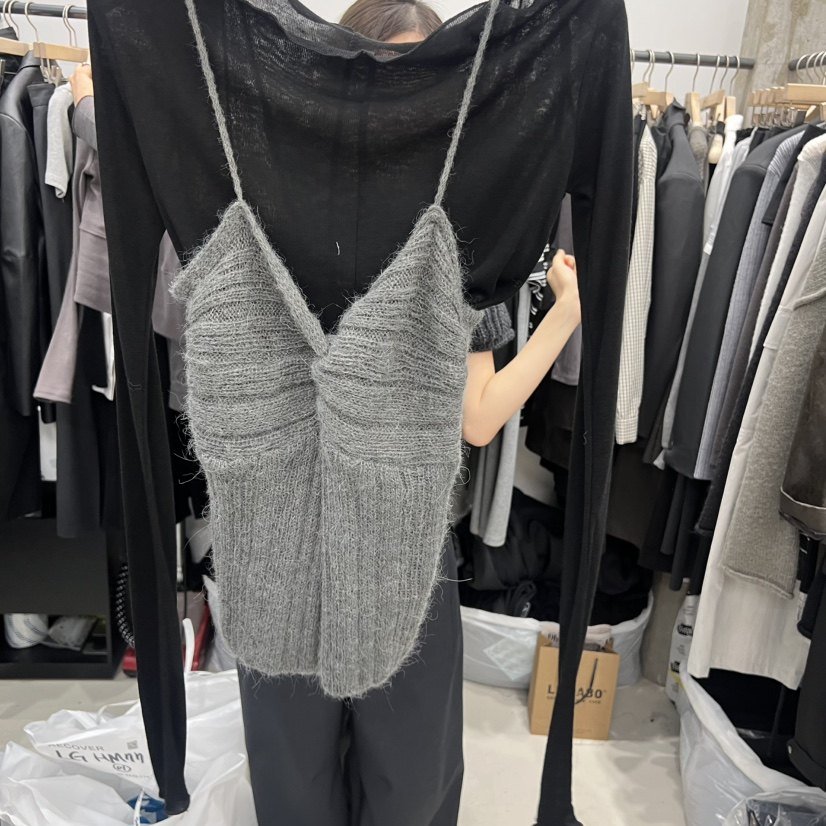 韩国叠穿外穿吊带螺纹针织背心
