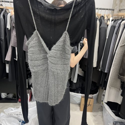 韩国叠穿外穿吊带螺纹针织背心