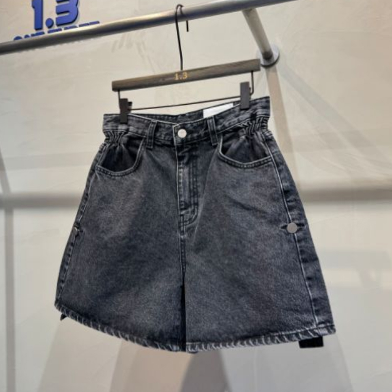 韩国正品女装2025夏季新款时尚通勤水洗磨白高腰阔腿休闲牛仔短裤