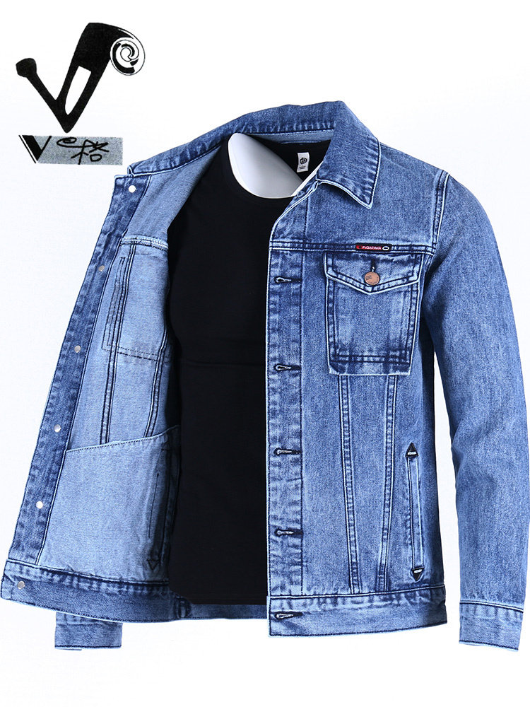 牛仔外套男休闲夹克宽松大码2025春季厚款水洗男装牛仔衣加绒加厚