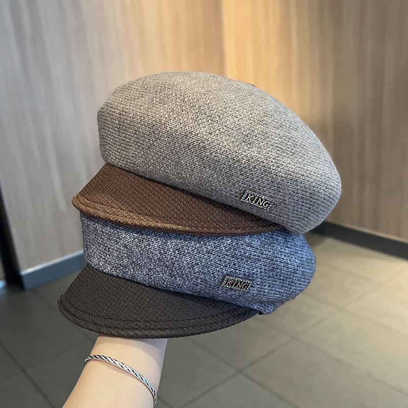 针织贝雷帽女冬季保暖显脸小