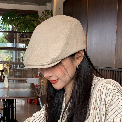 复古棉麻前进帽女春夏显脸小