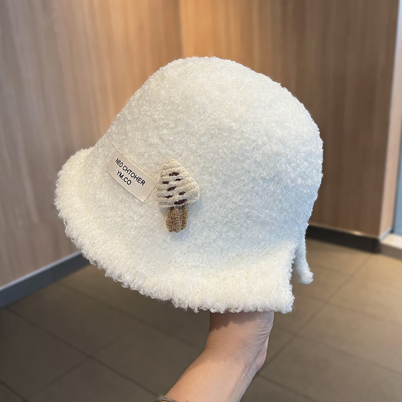 甜美可爱毛绒渔夫帽女秋冬季保暖