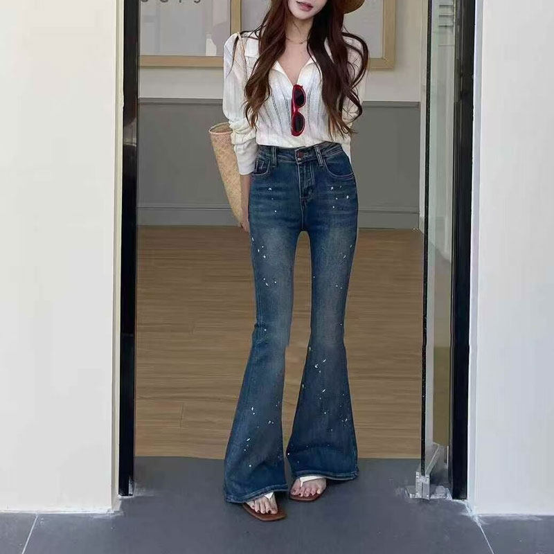 高腰微喇牛仔裤女2026春秋满修身显瘦百搭蓝色喇叭裤子,女装/女士精品,牛仔裤,淘宝优惠券,粉丝福利购,淘宝优惠卷