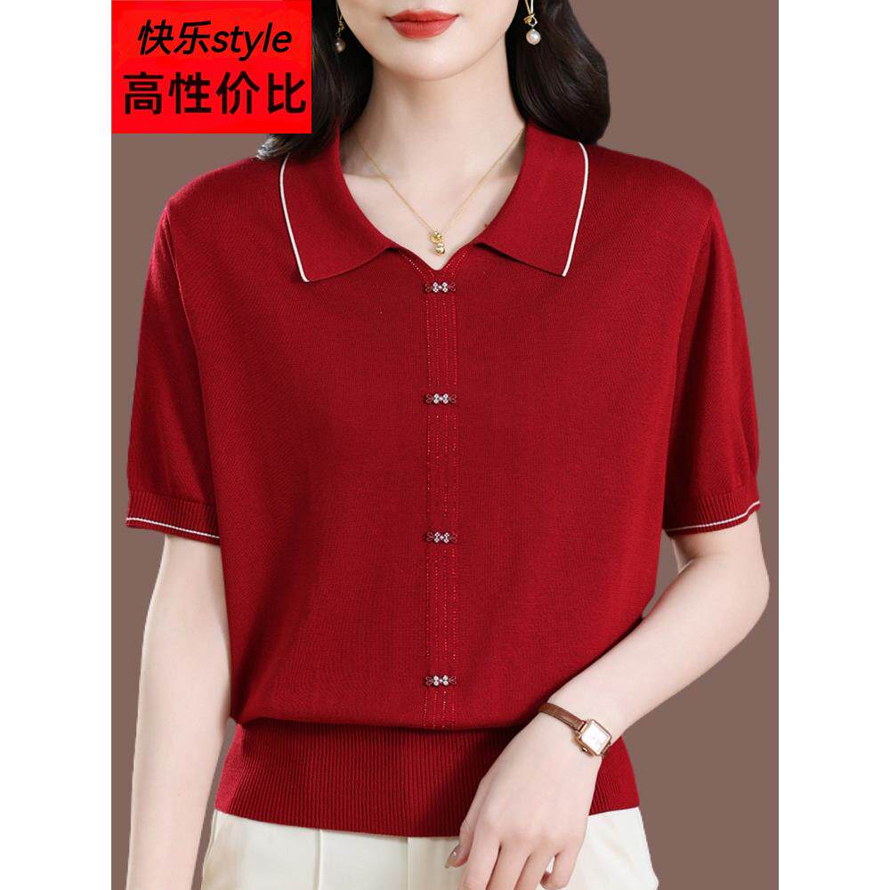采购产品桑蚕丝女式短袖t恤,宽松新款式,薄时尚Polo领上衣,针