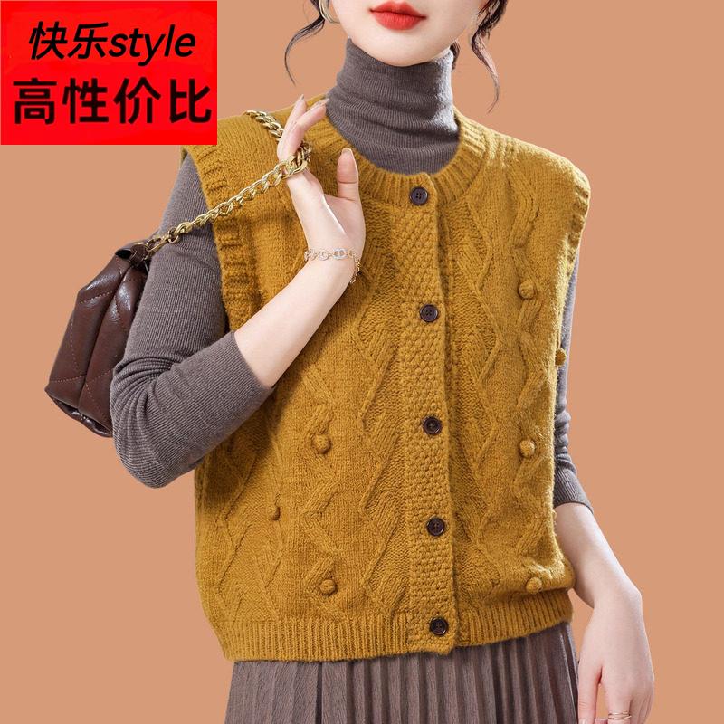 粗针毛衣马甲女春装2026新款小香风针织毛线背心叠穿羊毛马夹外搭图片