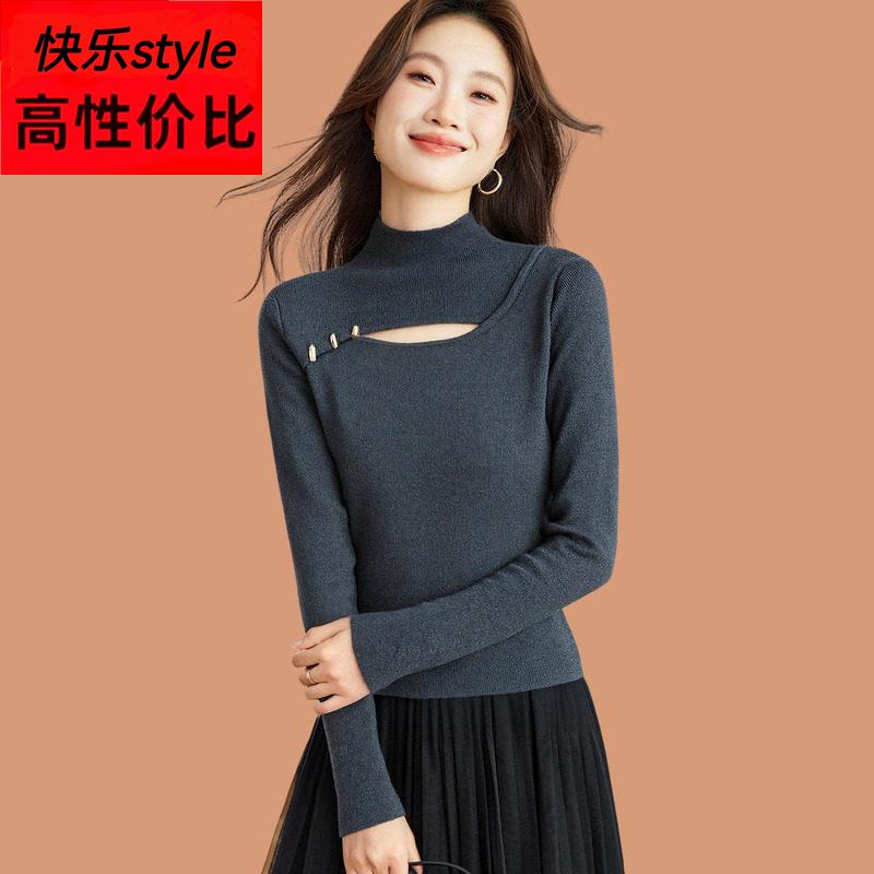 半高领毛衣女款2025秋冬新款设计感修身内搭配裙子羊毛针织打底衫