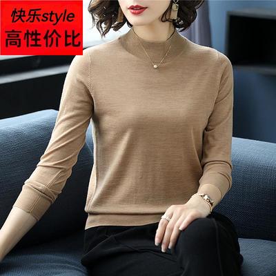 超细美丽诺100纯羊毛衫女新款半高领毛衣薄款精纺羊绒针织打底衫