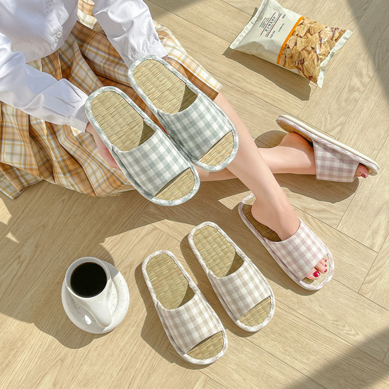 舒适透气吸汗简约藤草拖鞋