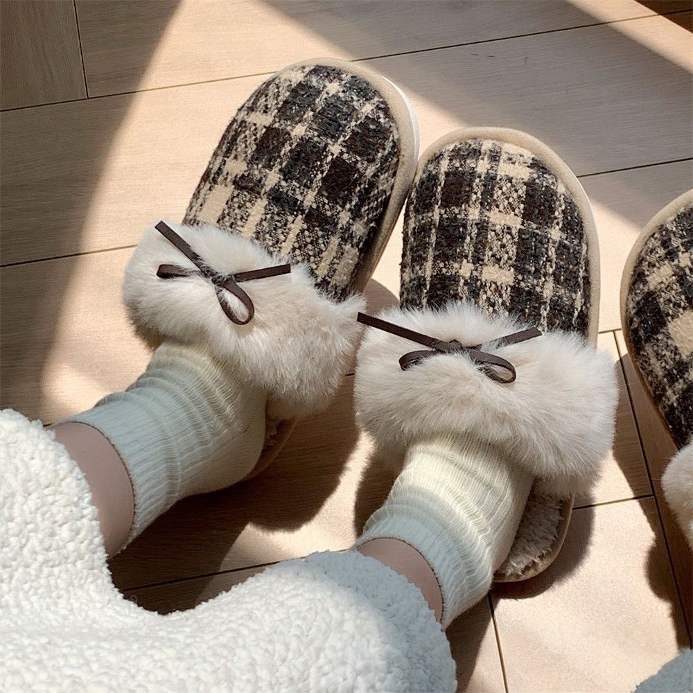 毛绒拖鞋室内家居冬保暖棉拖鞋女