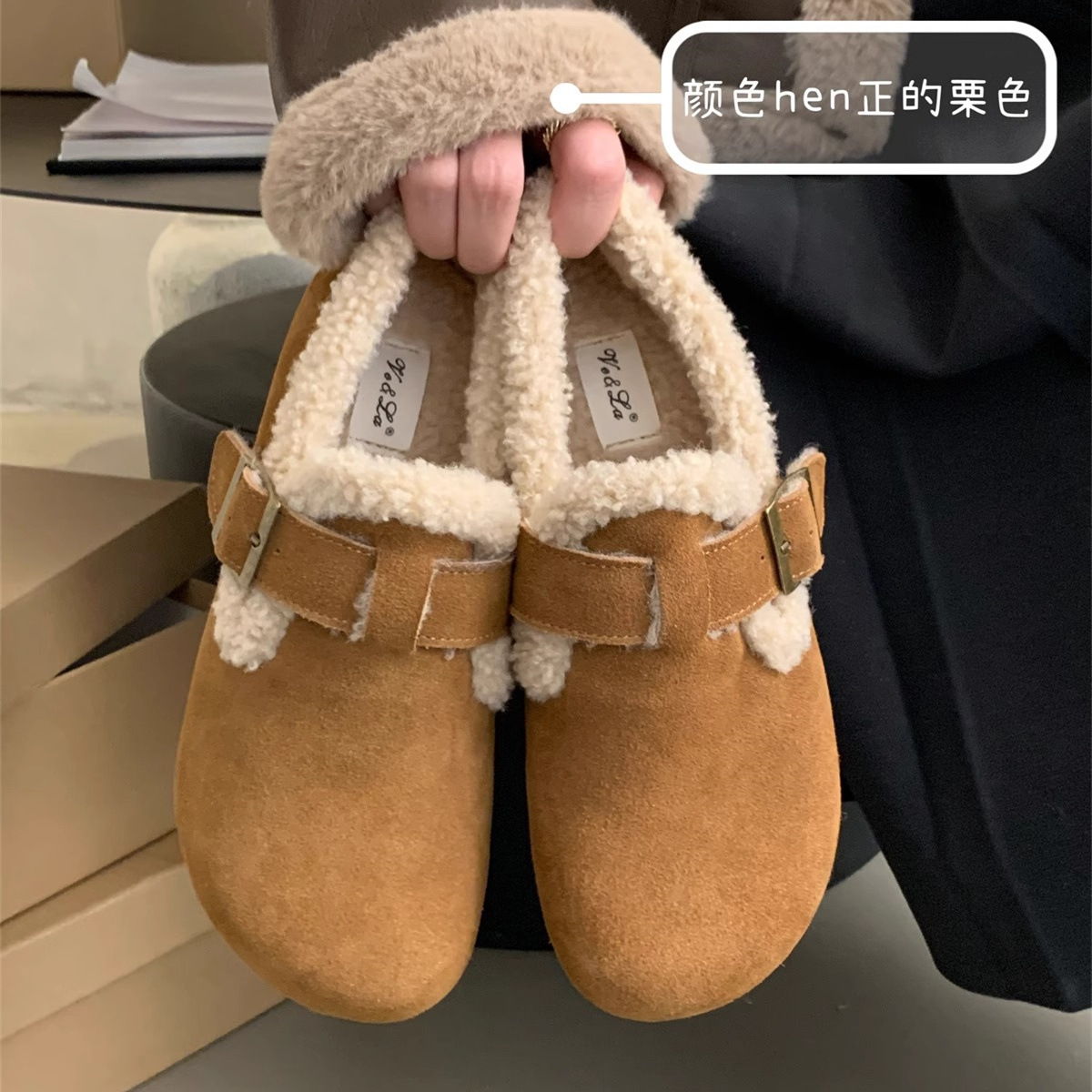 2025新款勃肯鞋女冬季加绒厚底