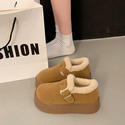 厚底棉拖鞋女士冬季保暖包跟棉鞋