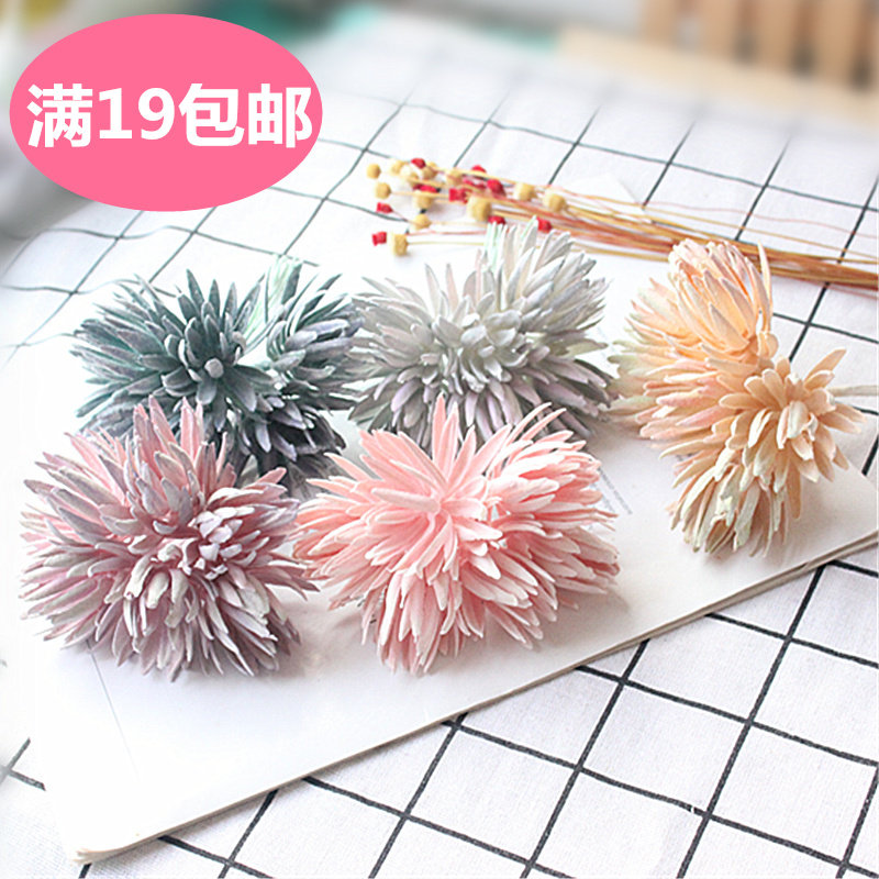 DIY手工花环材料仿真花束 白霜花草草帽装饰花 仿真热带绿植