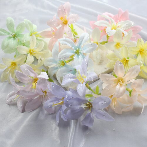 新款雨露水珠仿真三叉小花装饰
