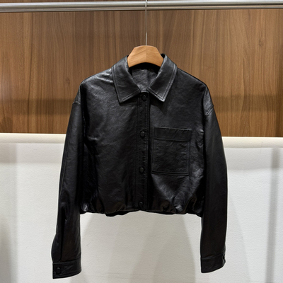 诺诺26年春款休闲百搭短款绵羊皮单排扣皮衣dz-TQ16271