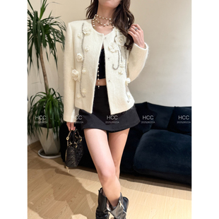 013 诺诺重工马海毛钉珠短外套 含30.5绵羊毛