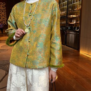 G35 YS75 诺诺家浪边拼鸵鸟毛不挑人穿保暖棉服外套 含100真丝