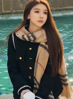 诺小众设计6年早春设计感织带立领粗花呢短外套（含30羊毛）J583