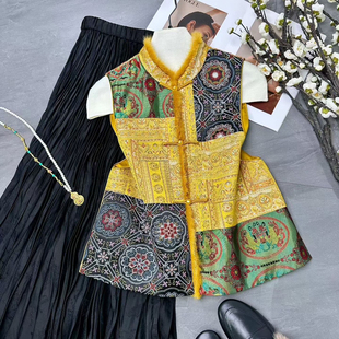 诺诺设计真丝醋酸重工绣花提花加棉加厚马甲 A239 含18真丝