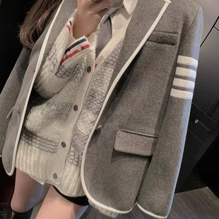 Js322 YS3 诺诺家冬上新灰色毛呢通勤西装 含18羊毛