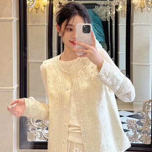 诺诺26年早春奢美优雅气质钉珠刺绣绝美马甲xx7895