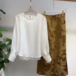 诺诺家26年早春桑蚕丝织金皮面料超美幻彩工艺小衫 1206 G417