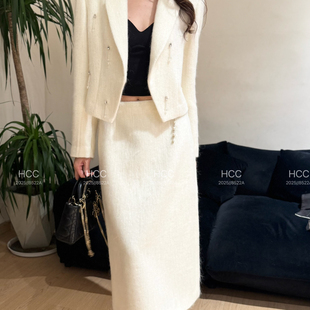 055 诺诺重工马海毛钉珠垫肩西装 含30.5绵羊毛