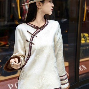 YS65 含50羊毛 G106 口拼接仿水貂毛小衫 诺家创意感拼接花边袖