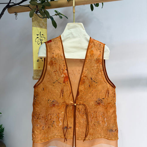 诺诺家欧根纱面料提花印花定位绣花钉珠三重工艺马甲YS280-G401