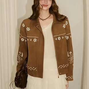 诺诺冬上新重工刺绣鹿皮绒加棉短外套ys 3111