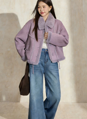 诺诺设计环保毛毛棉衣棉服皮毛一体加厚夹克短外套皮毛一体26835