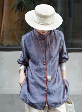 诺诺家质感真丝提花暗纹光泽极简设计气质老钱风小衫YS341-G322