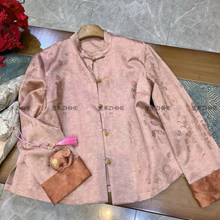 诺诺设计秋上新新中式 人丝香云纱盘扣气质短外套t025