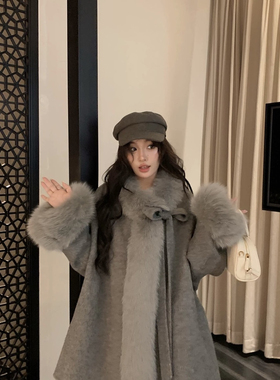 诺诺卸狐狸袖毛,可拆卸蝴蝶结)含100澳毛L-BY36349