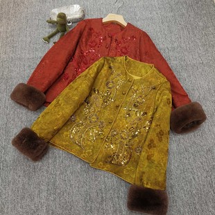 诺诺家冬上新重工绣花獭兔毛保暖棉服外套YS25 G527