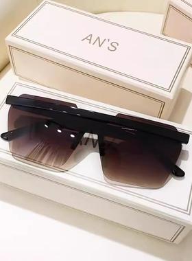 渐变色海洋潮流墨镜女无边框时尚眼镜冬季网红2024新款太阳镜男潮