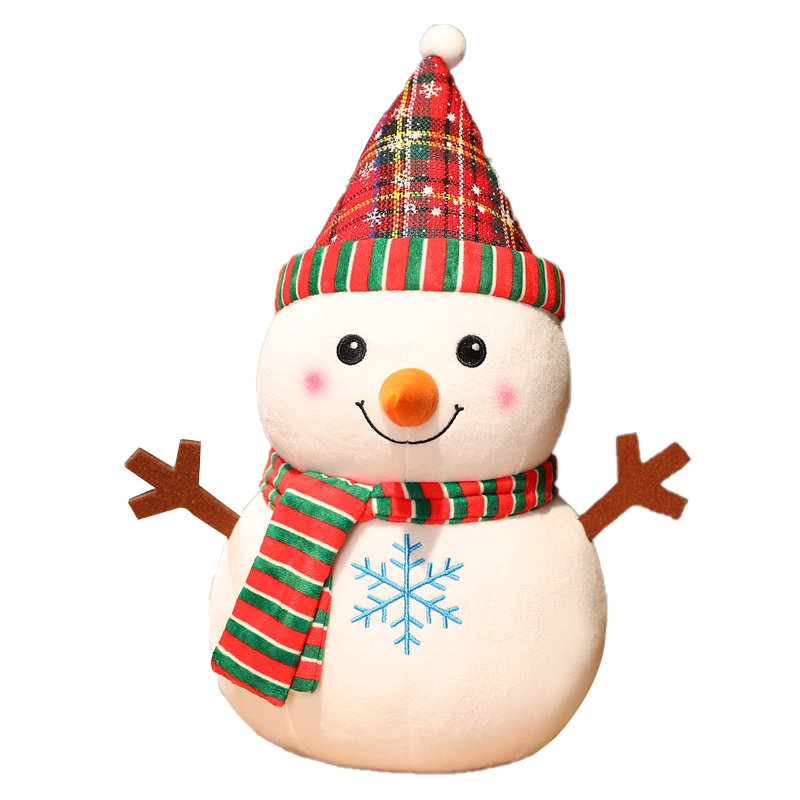 可爱圣诞老人公仔白色雪人玩偶毛绒玩具小号儿童布娃娃圣诞节礼物