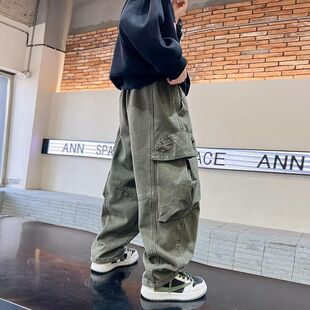 春秋季 新款 裤 子潮 大童童装 宽松帅气裤 儿童韩范休闲阔腿裤 男童工装